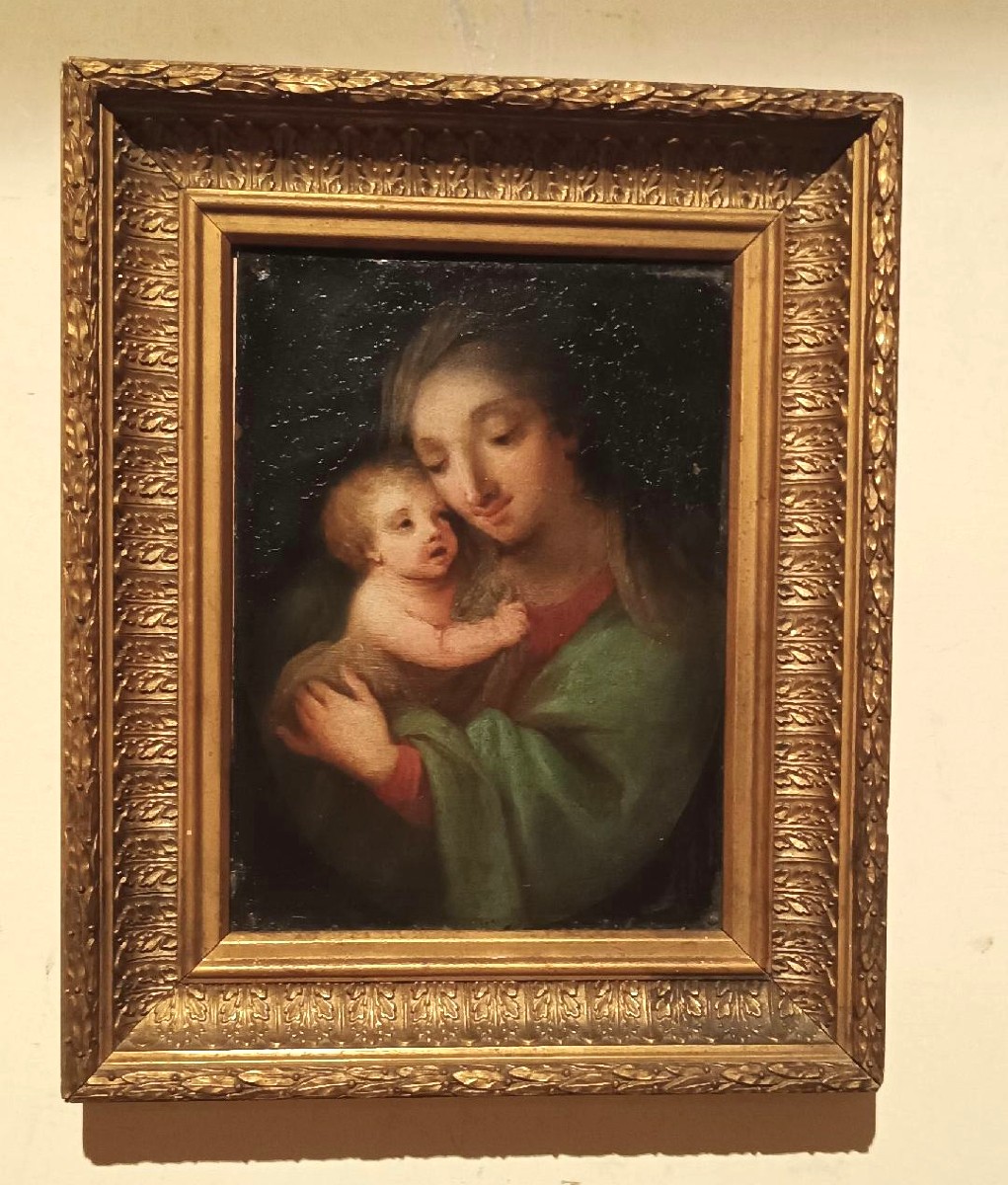Ancient Painting On Copper - Madonna With Child - Italian School-photo-3