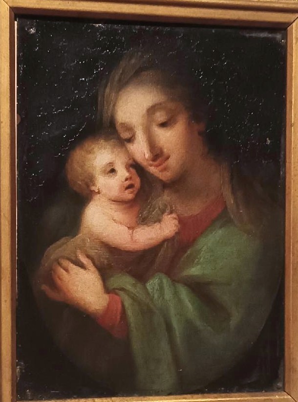 Ancient Painting On Copper - Madonna With Child - Italian School-photo-2