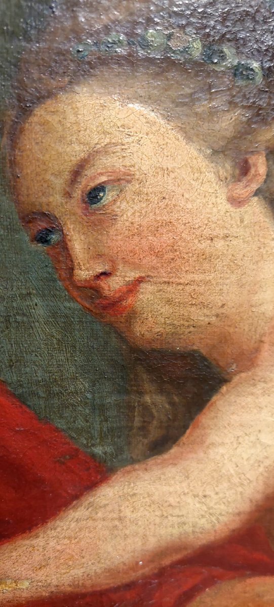 PEINTURE À L'HUILE SUR TOILE SCÈNE BIBLIQUE LA FEMME DE JOSEPH ET PUTIFARRE FIN XVIIIÈME SIÈCLE-photo-2