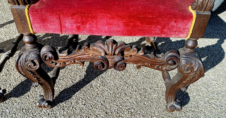 Pair Of Antique Armchairs, Carved In Walnut-photo-7