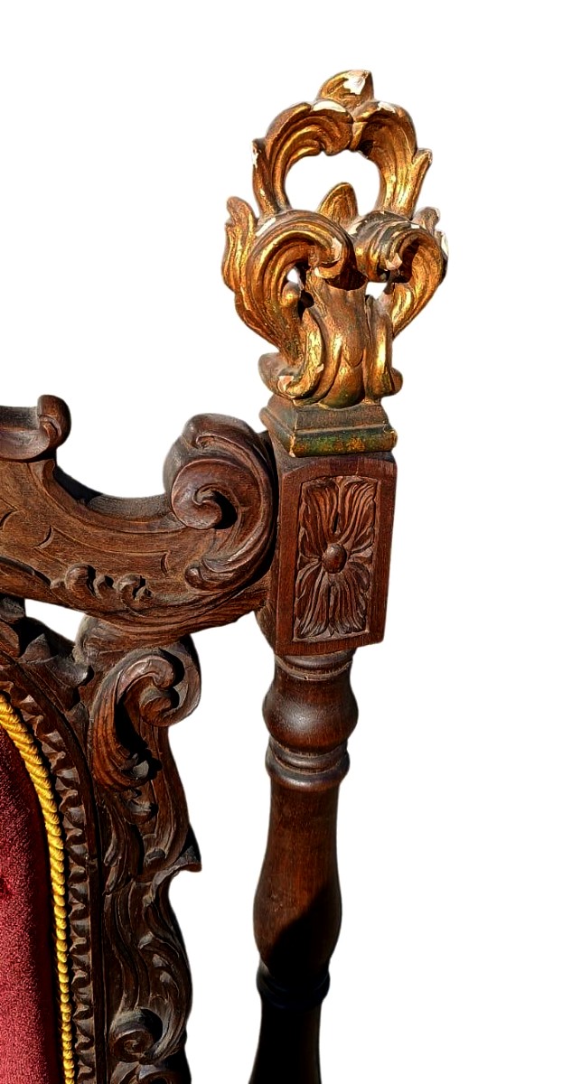 Pair Of Antique Armchairs, Carved In Walnut-photo-4