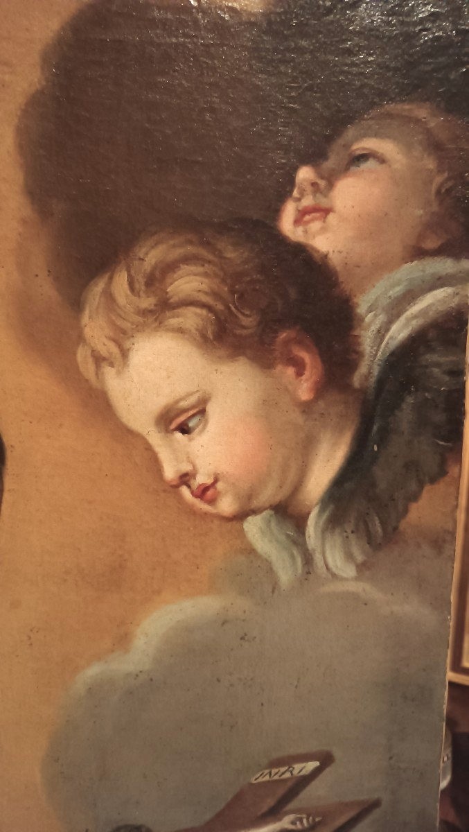 Peinture à l'Huile Ancienne Sur Toile école Toscane San Luigi Gonzaga-photo-4