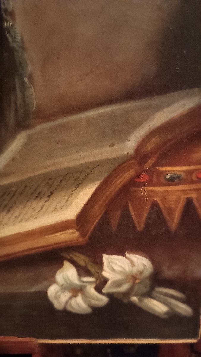 Peinture à l'Huile Ancienne Sur Toile école Toscane San Luigi Gonzaga-photo-2