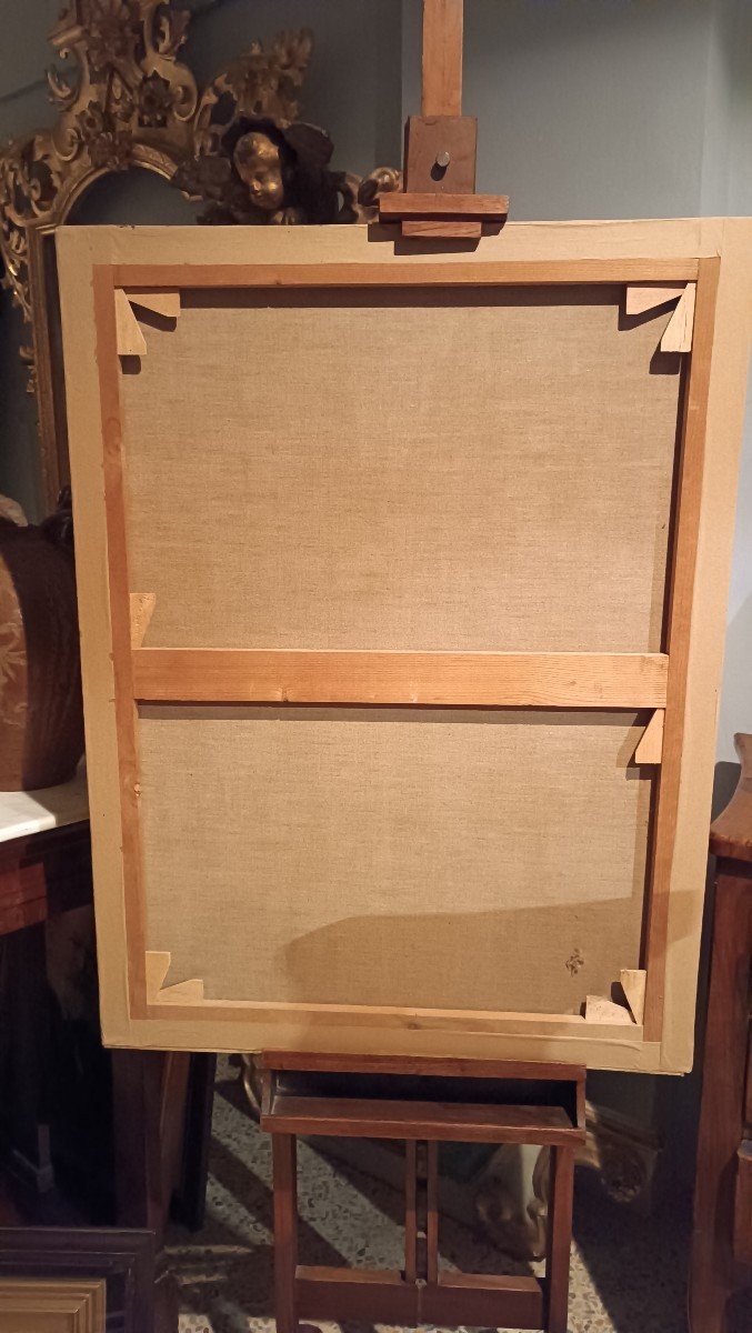 Peinture à l'Huile Ancienne Sur Toile école Toscane San Luigi Gonzaga-photo-5