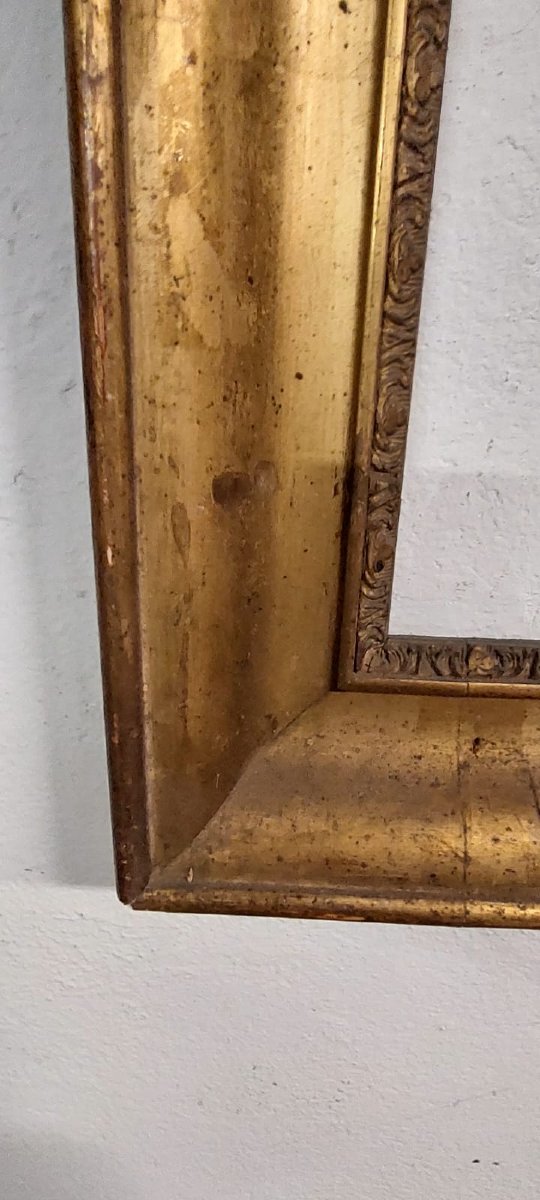 Wooden Frame, Grooved And Gilded With Pure Gold Leaf, Louis Philip-photo-3