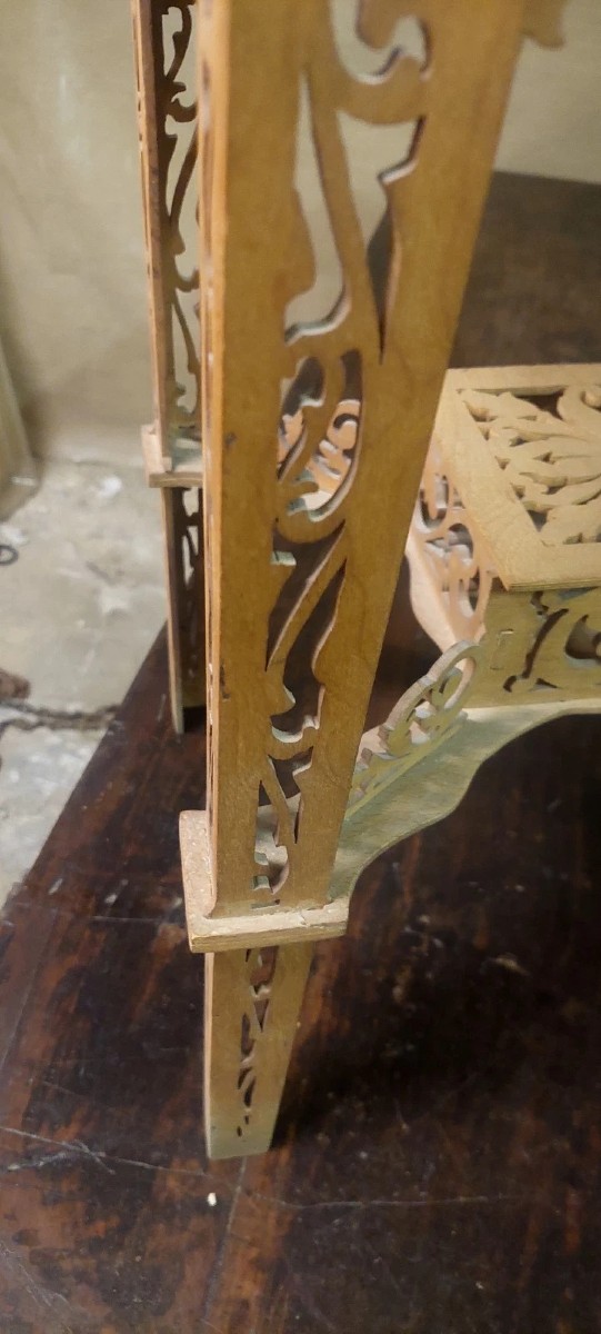 Rare Antique Wooden Fretwork Table By Amati, Turin-photo-7