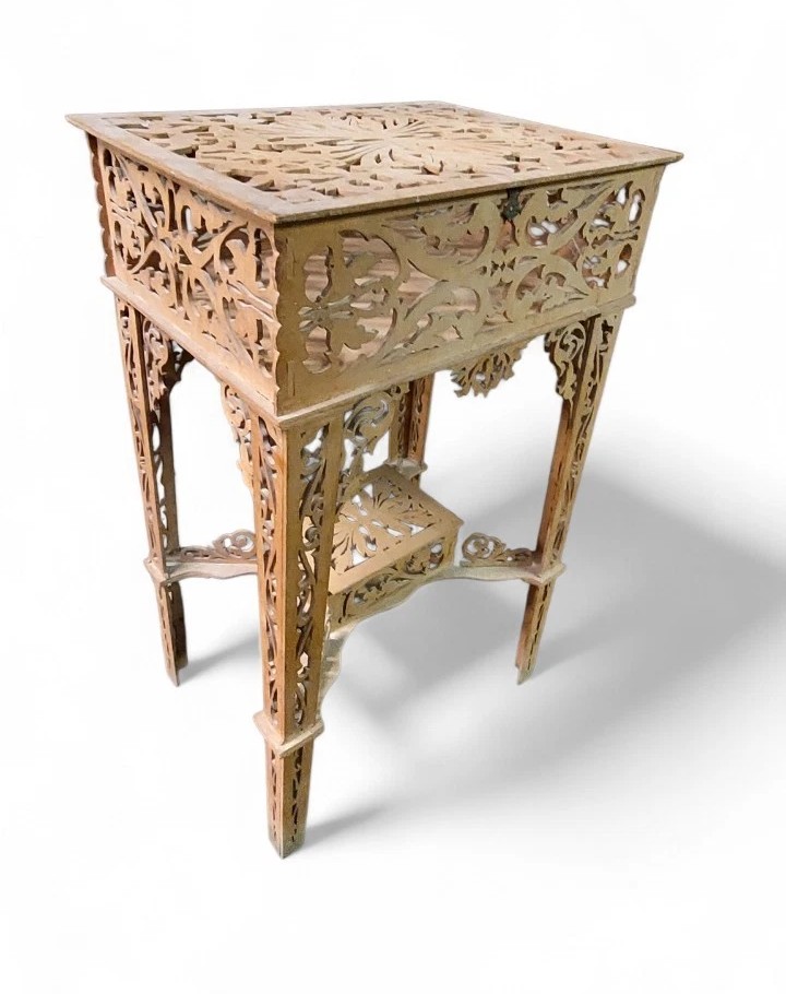 Rare Antique Wooden Fretwork Table By Amati, Turin