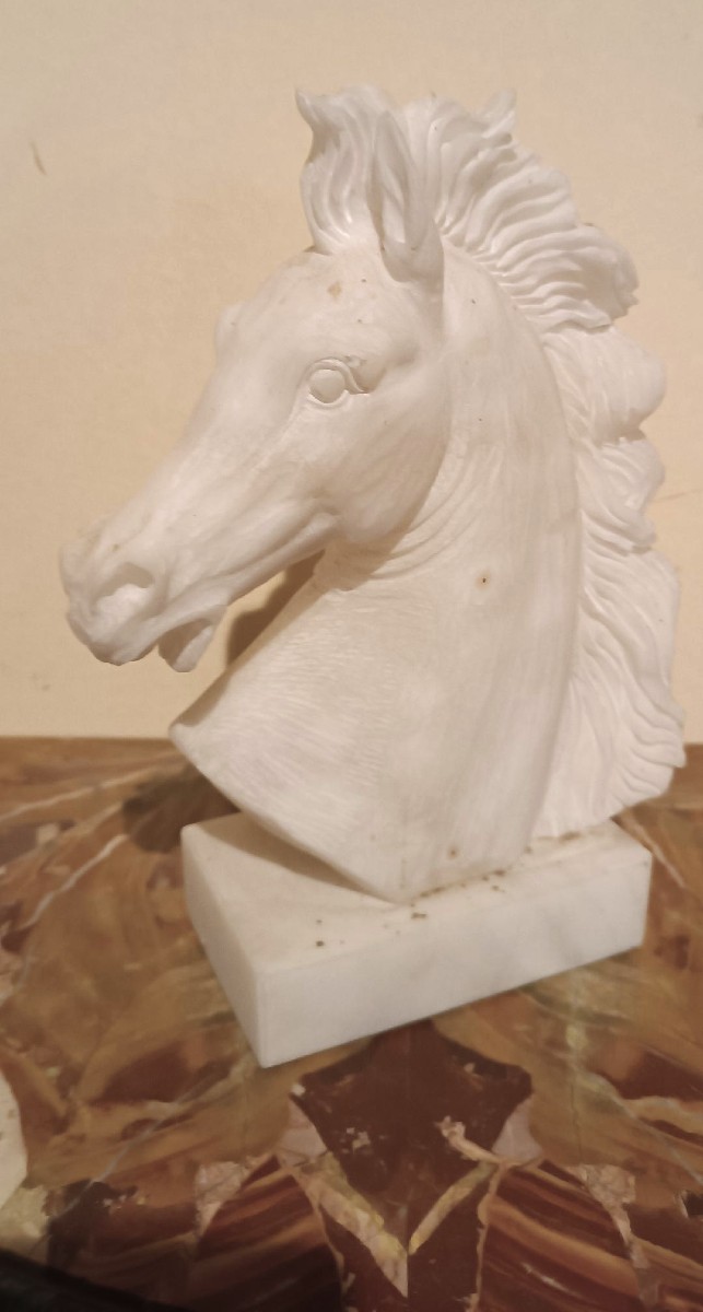 A 1930s Alabaster Sculpture Depicting A Horse-photo-5