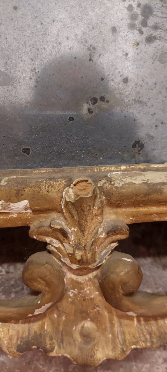 Antique Original Baroque Wooden Mirror Early 18th Century Gilded Carved-photo-4