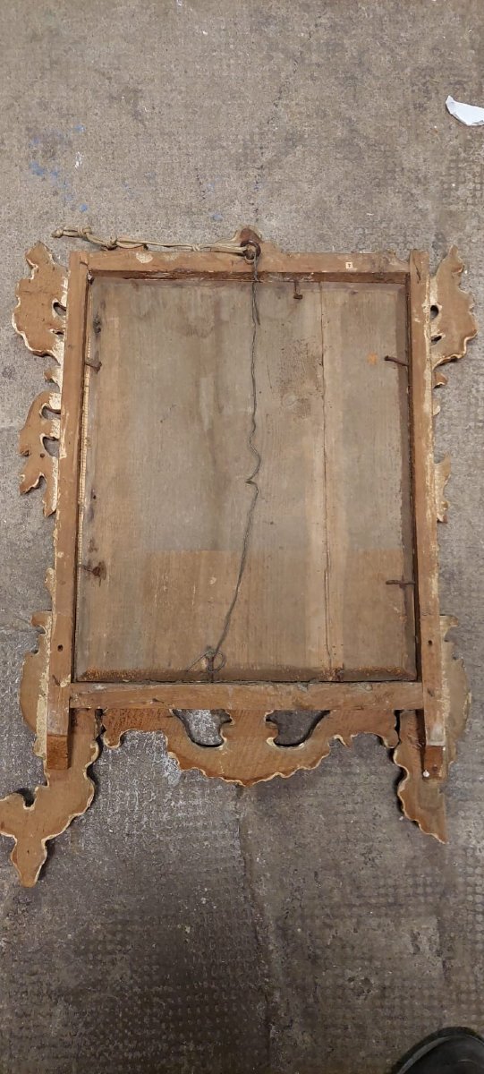 Antique Original Baroque Wooden Mirror Early 18th Century Gilded Carved-photo-6