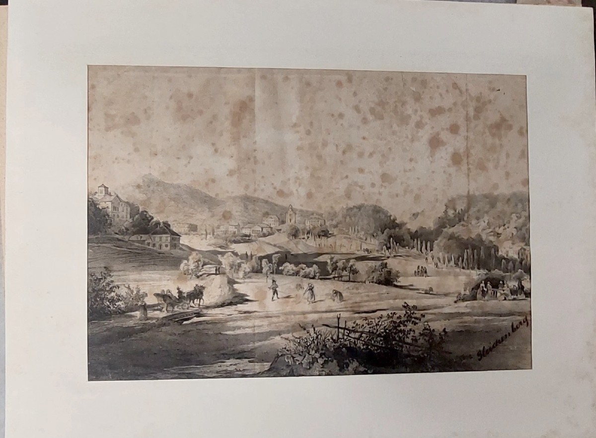 China Drawing On Paper With Characters Gleichenberg Austria 19th Century Antique-photo-2