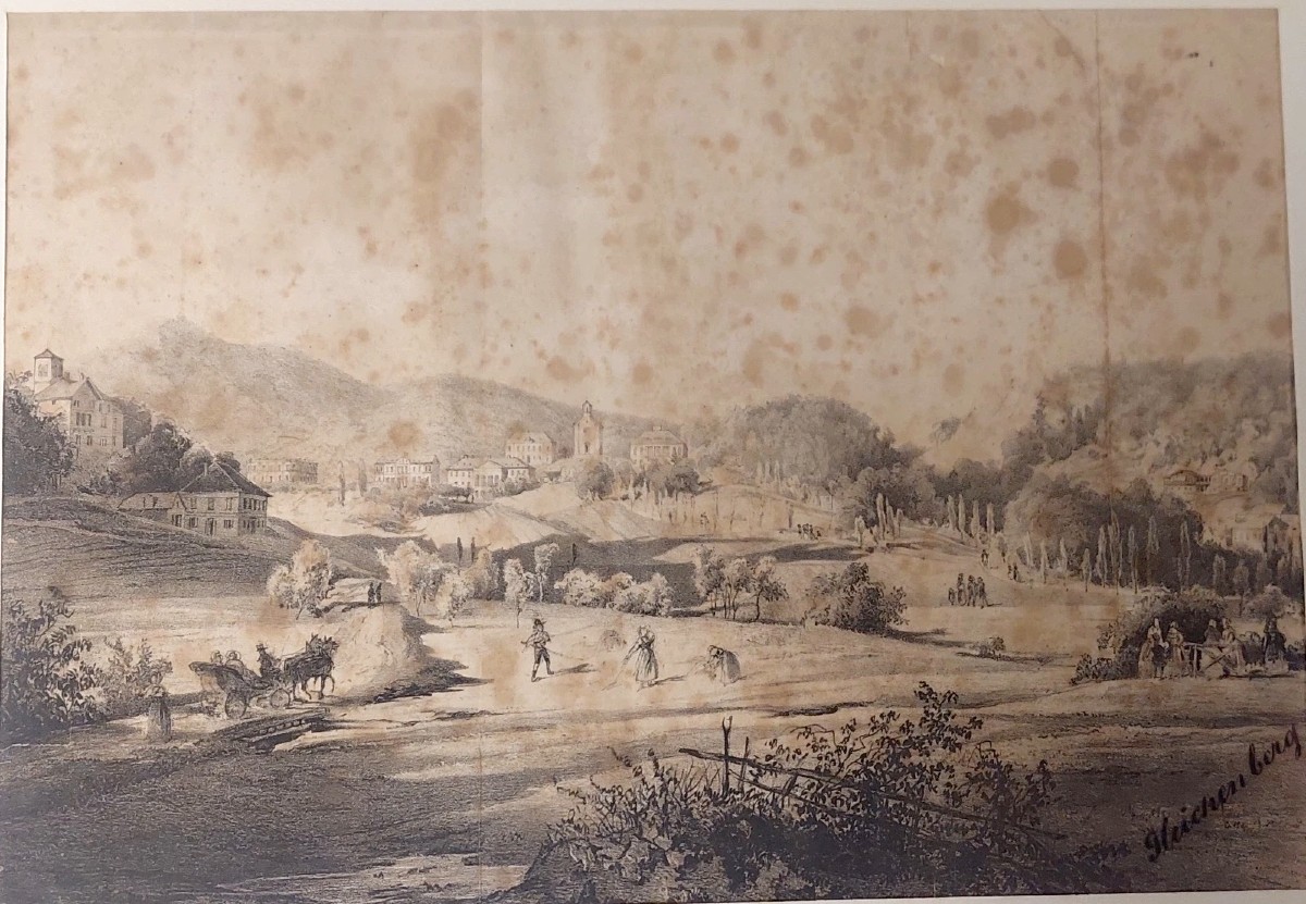 China Drawing On Paper With Characters Gleichenberg Austria 19th Century Antique-photo-3