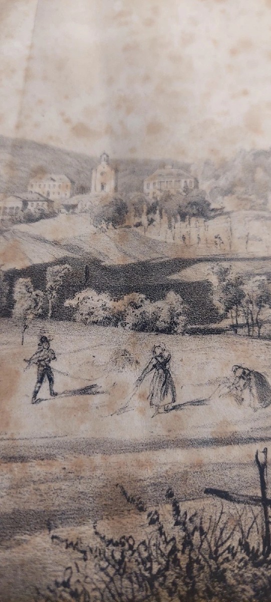 China Drawing On Paper With Characters Gleichenberg Austria 19th Century Antique-photo-3