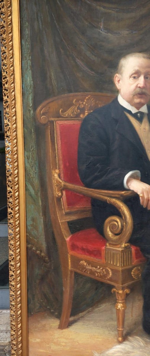 Large Oil Painting On Canvas Dated And Signed -silvio Nelli (1872-1921) -h.216 Cm-photo-3