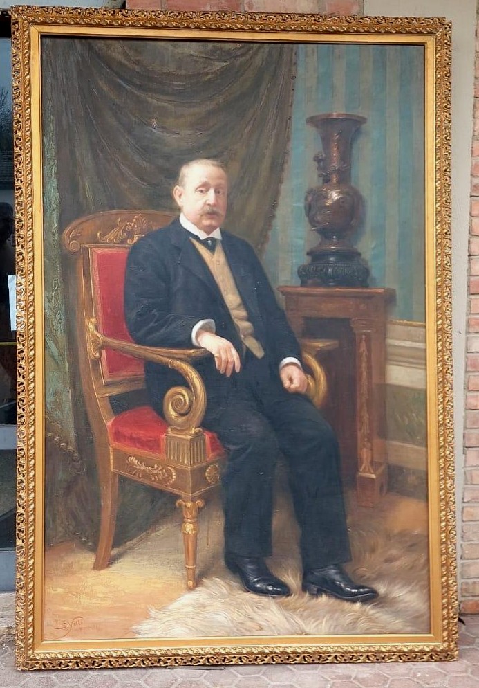 Large Oil Painting On Canvas Dated And Signed -silvio Nelli (1872-1921) -h.216 Cm