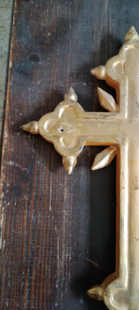 Antique Cross Antique Gilded Wooden Cross 18th Century-photo-4