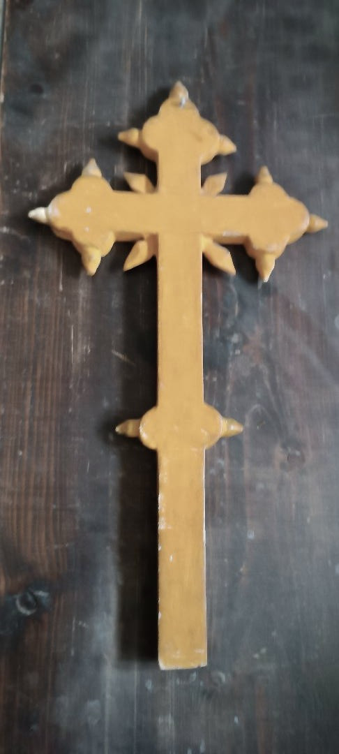 Antique Cross Antique Gilded Wooden Cross 18th Century-photo-3