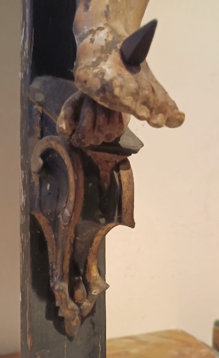 Ancient Large Polychrome Wooden Christ, Late 17th Century --photo-8