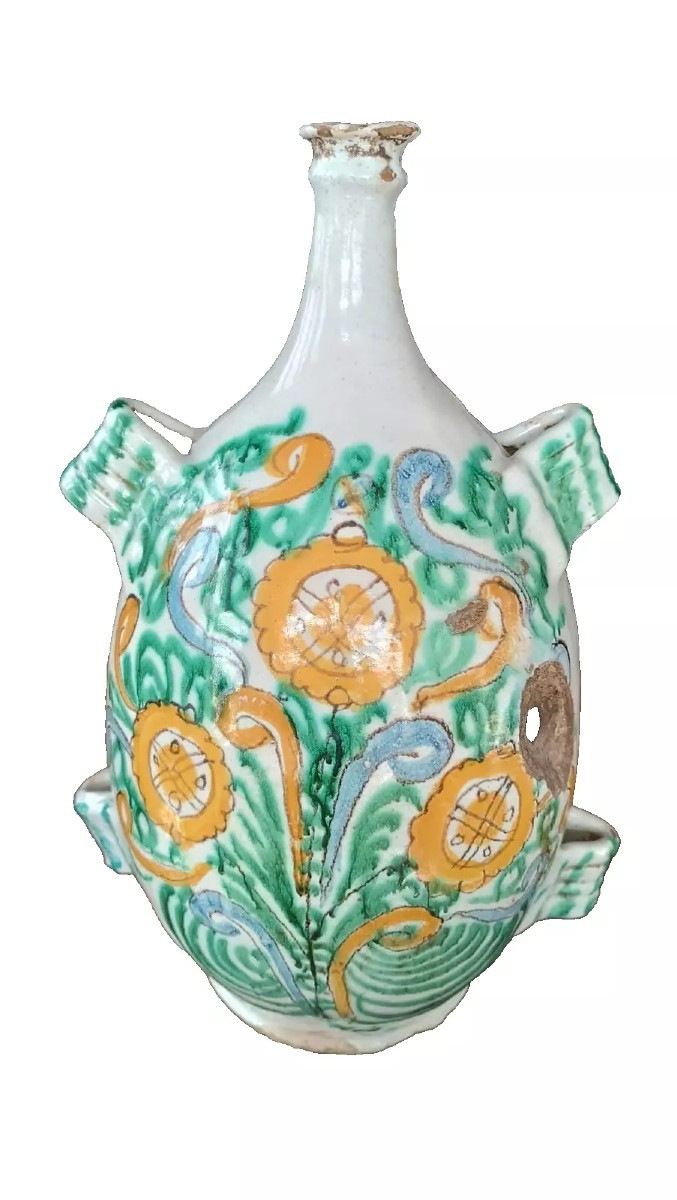 FLACON EN MAJOLICA ANCIENNE, XVIIe SIÈCLE, ITALIE DU SUD-photo-2