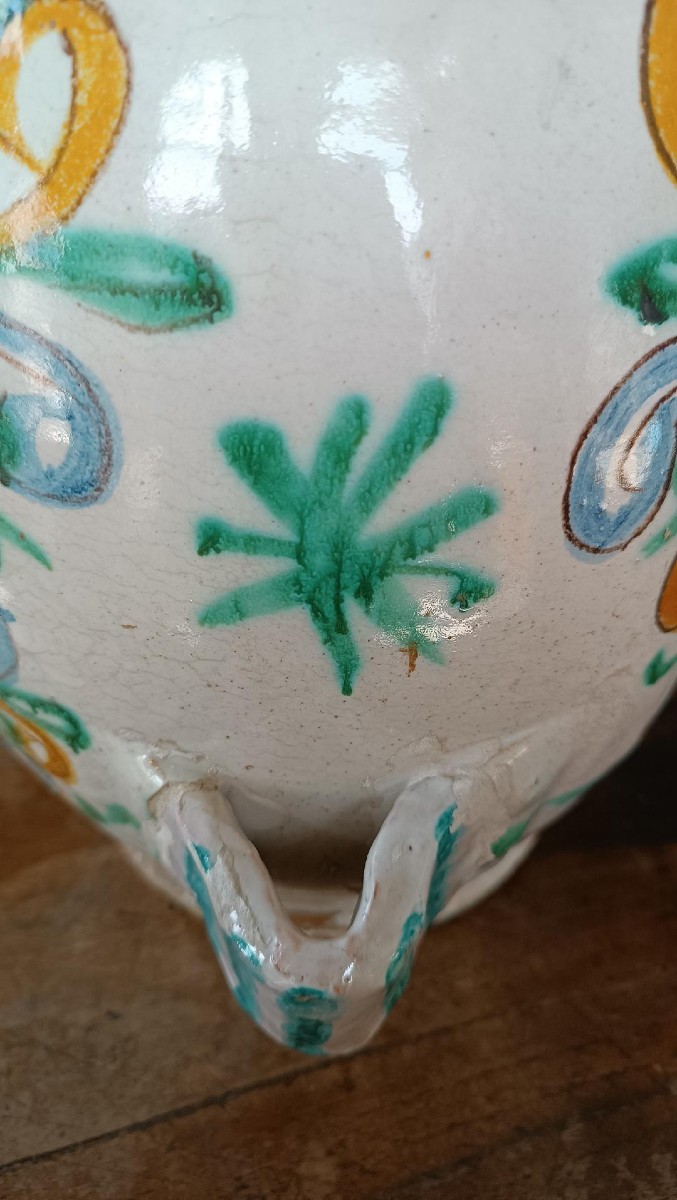 FLACON EN MAJOLICA ANCIENNE, XVIIe SIÈCLE, ITALIE DU SUD-photo-3