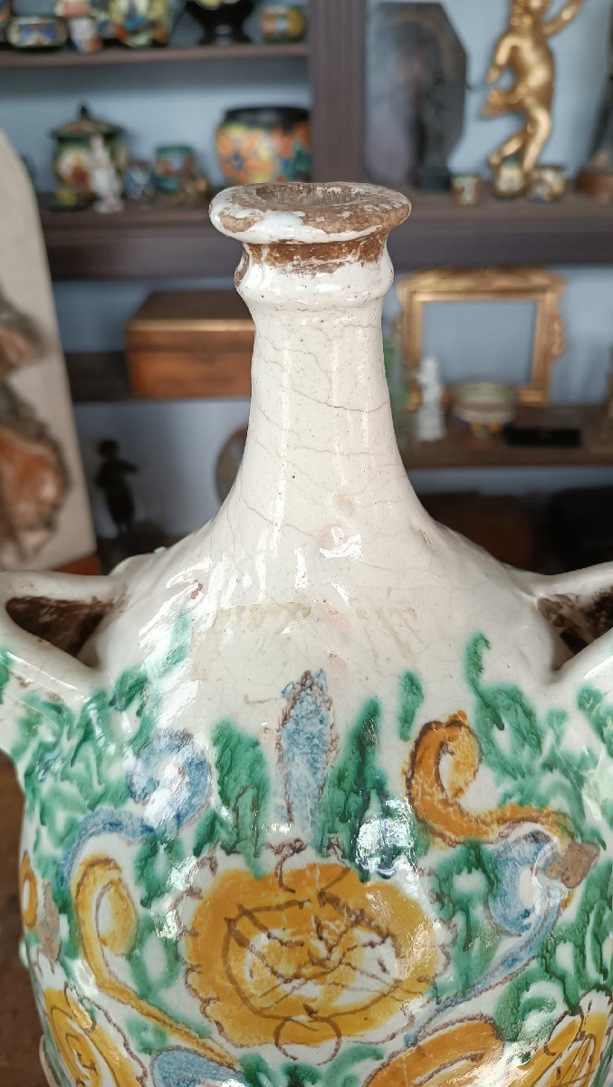 FLACON EN MAJOLICA ANCIENNE, XVIIe SIÈCLE, ITALIE DU SUD-photo-6