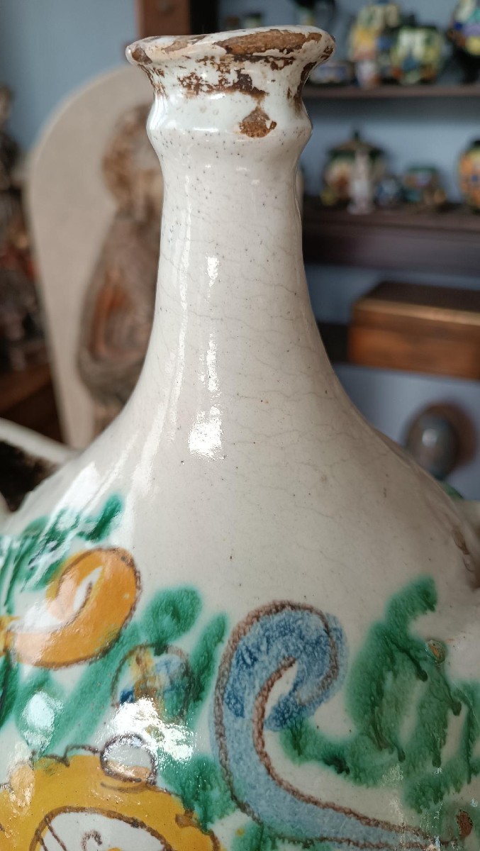 FLACON EN MAJOLICA ANCIENNE, XVIIe SIÈCLE, ITALIE DU SUD-photo-7