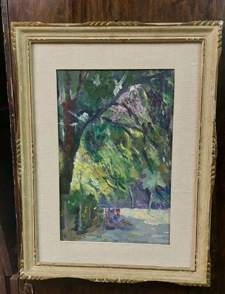 Oil Painting On Board, Early 1900's, Landscape, Impressionist Frame-photo-2