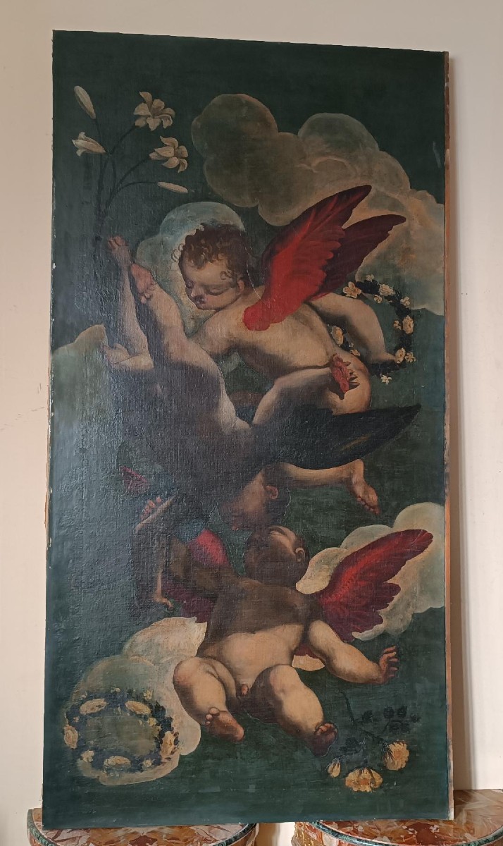 Ancient Oil Painting On Canvas, 17th Century Venetian School-photo-2