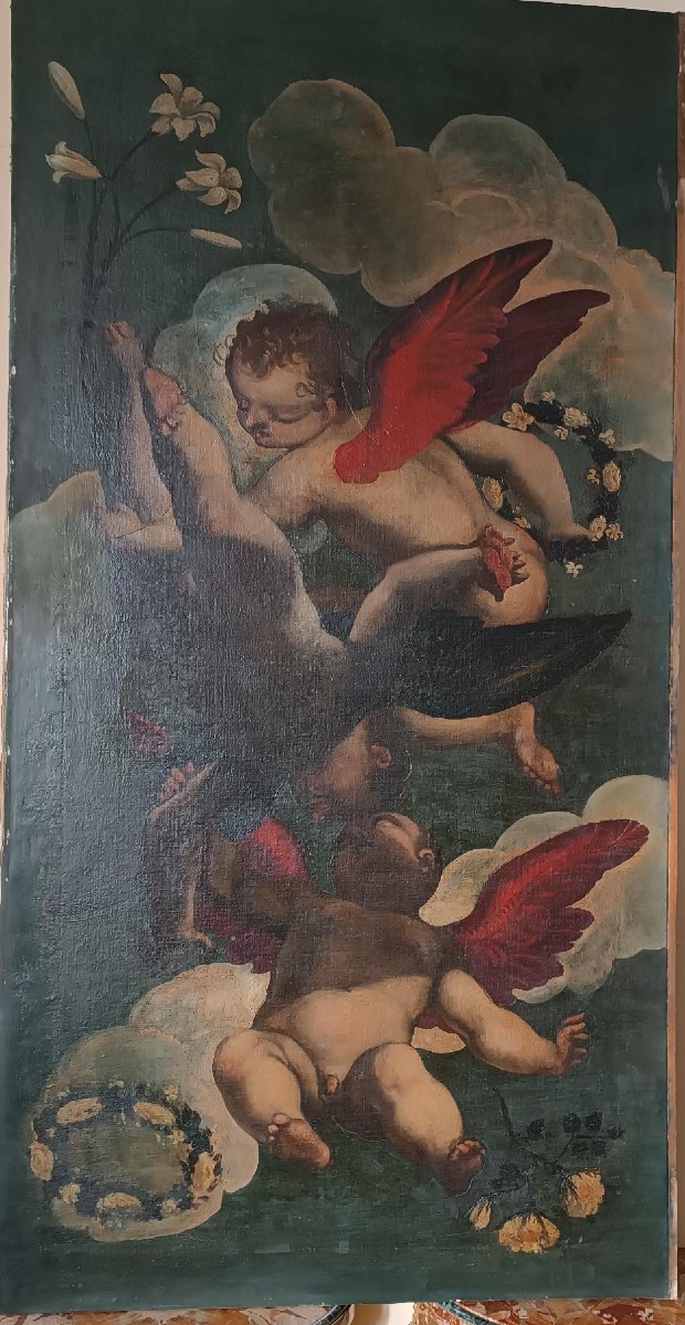 Ancient Oil Painting On Canvas, 17th Century Venetian School-photo-3