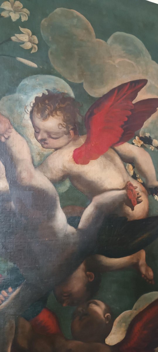Ancient Oil Painting On Canvas, 17th Century Venetian School-photo-3