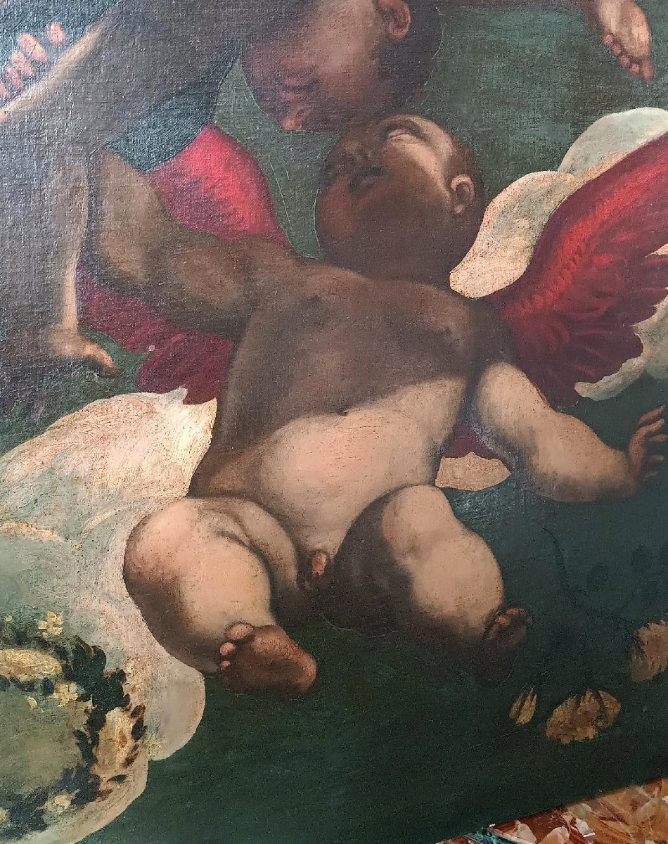 Ancient Oil Painting On Canvas, 17th Century Venetian School-photo-4
