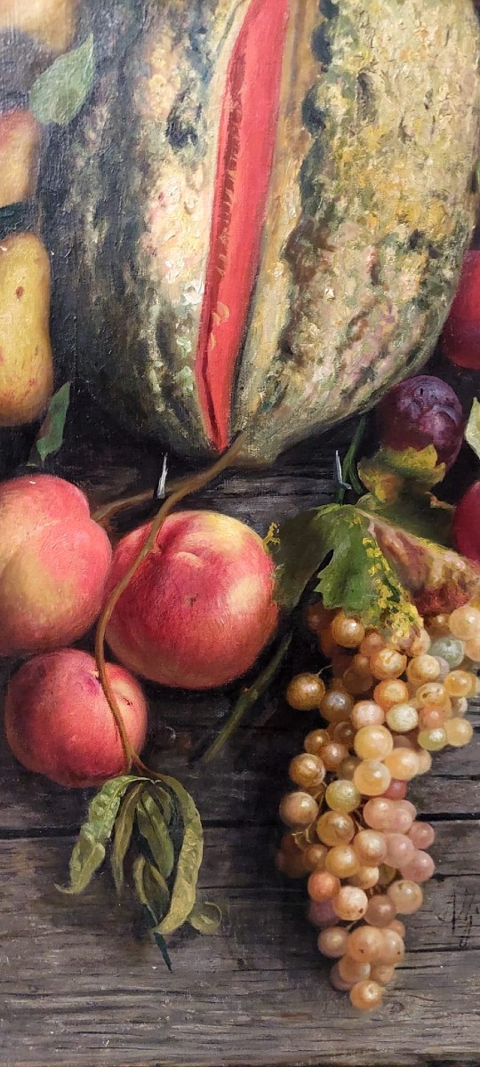 ZINGONI AURELIO FLORENCE 1853-1922, HUILE SUR TOILE, NATURE MORTE-photo-3