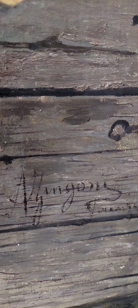 ZINGONI AURELIO FLORENCE 1853-1922, HUILE SUR TOILE, NATURE MORTE-photo-3