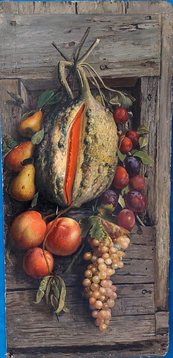 ZINGONI AURELIO FLORENCE 1853-1922, HUILE SUR TOILE, NATURE MORTE-photo-8
