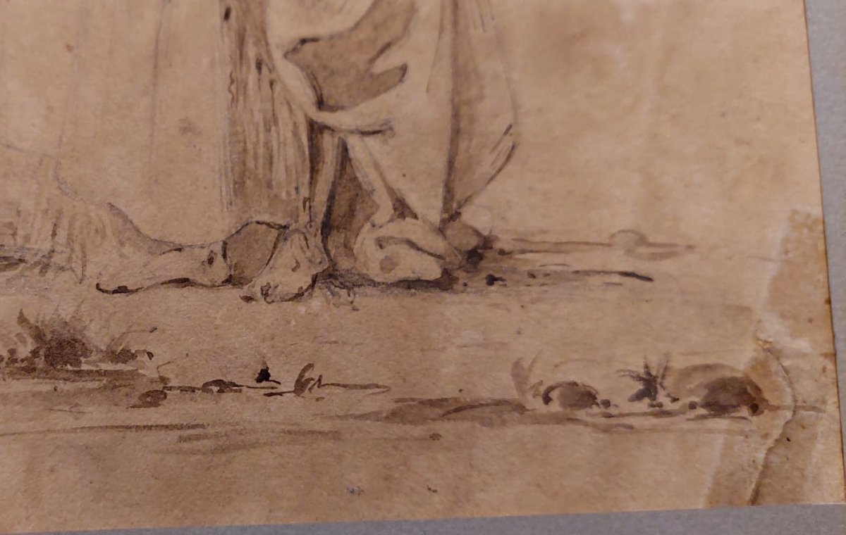 Giuseppe Angelelli 1803-1844. Ink Drawing On Paper, Bears The Writing: Study Of Women Egypt -photo-4