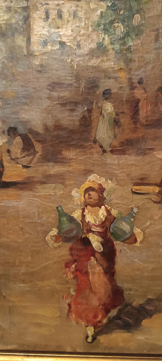 Oil Painting On Canvas By Salvatore Balsamo (naples 1894-1922) --photo-5