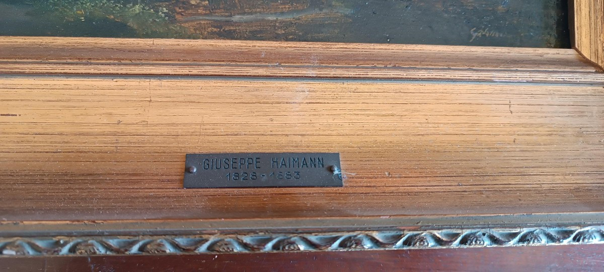 Oil Painting On Panel, Giuseppe Hainmann (milan 1828-alexandria, Egypt 1883)-photo-5