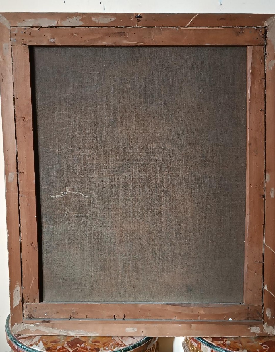 Antique Oil Painting On Canvas Madonna And Child 18th Century-photo-5