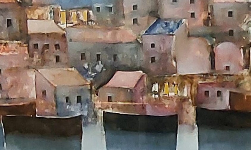 Bettarini Lido - Oil Painting On Canvas Landscape With Boats 100 X 70-photo-6