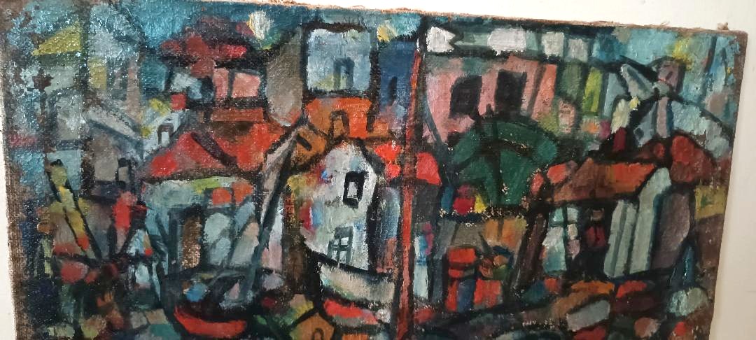 Huile sur toile FERRUCCIO FERRI - 1953 - « Bateaux de Syracuse » PÉRIODE EXPRESSIONNISTE DE SYR-photo-1