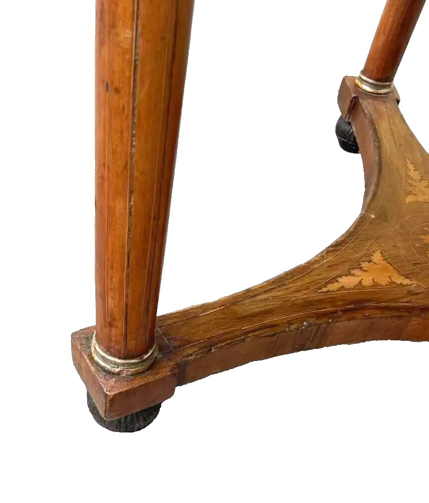 Table Empire Ronde Marquetée Ancienne Du Début Du 19ème Siècle-photo-4