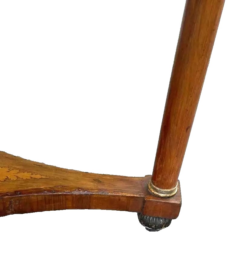 Table Empire Ronde Marquetée Ancienne Du Début Du 19ème Siècle-photo-7