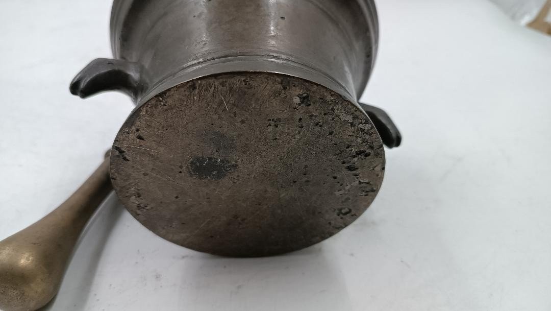 Mortier En Bronze Ancien 17ème Siècle Toscane-photo-1