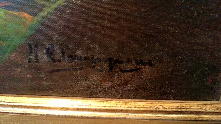 Grande peinture à l'huile sur toile nature morte fleurs Arcangelo Monzio Compagnoni-photo-4