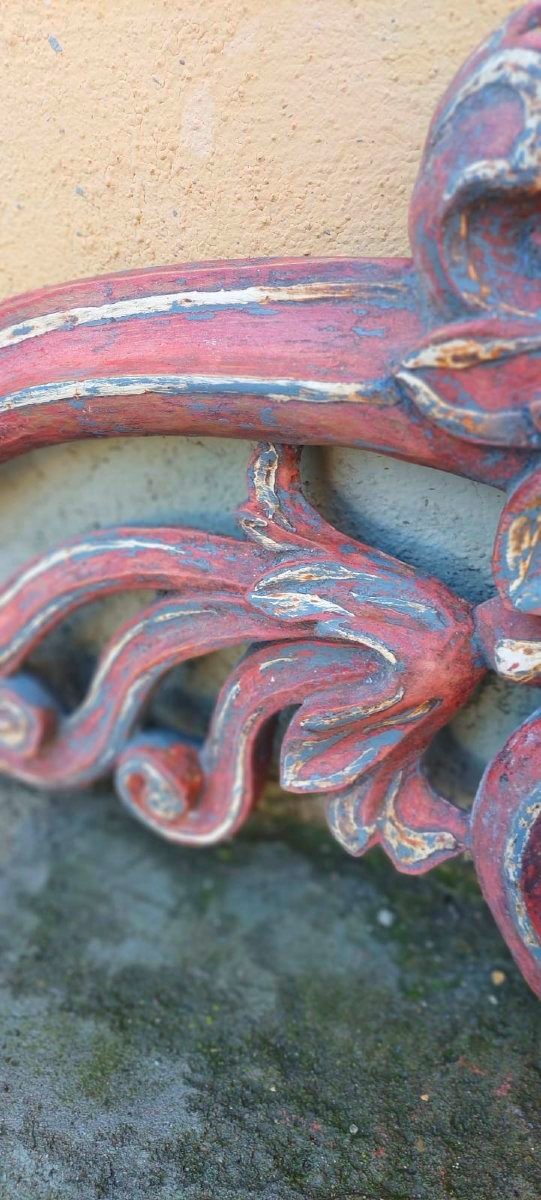 Paire de grandes frises baroques en bois sculpté du XVIIème siècle-photo-1