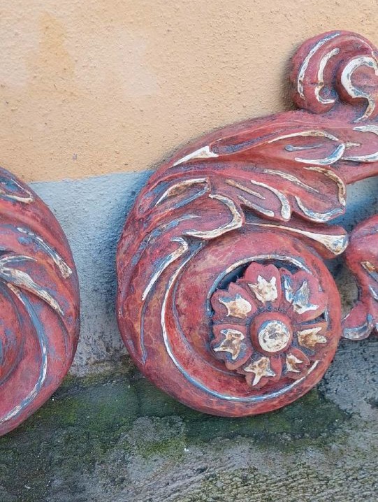 Paire de grandes frises baroques en bois sculpté du XVIIème siècle-photo-7