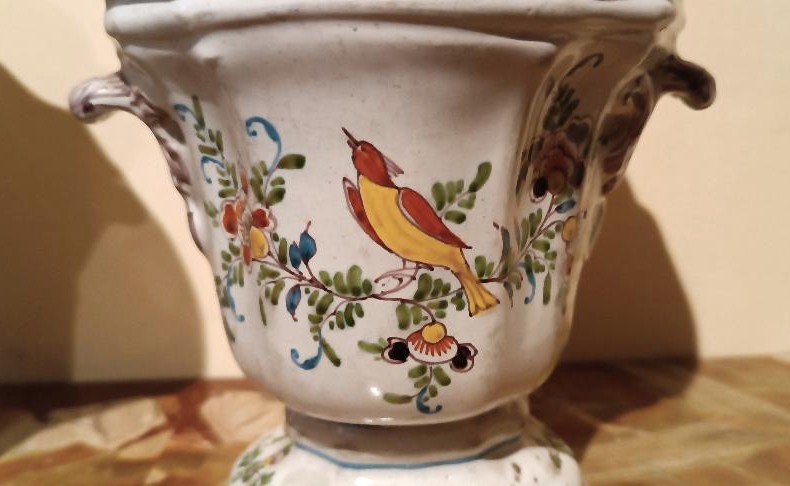 Pair Of Decorated Majolica Vases, 18th Century, France-photo-4