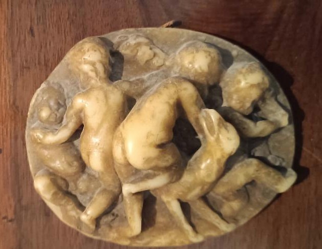 Relief ovale en cire - Bacchanale - Modèle en cire du XVIIIe siècle-photo-2