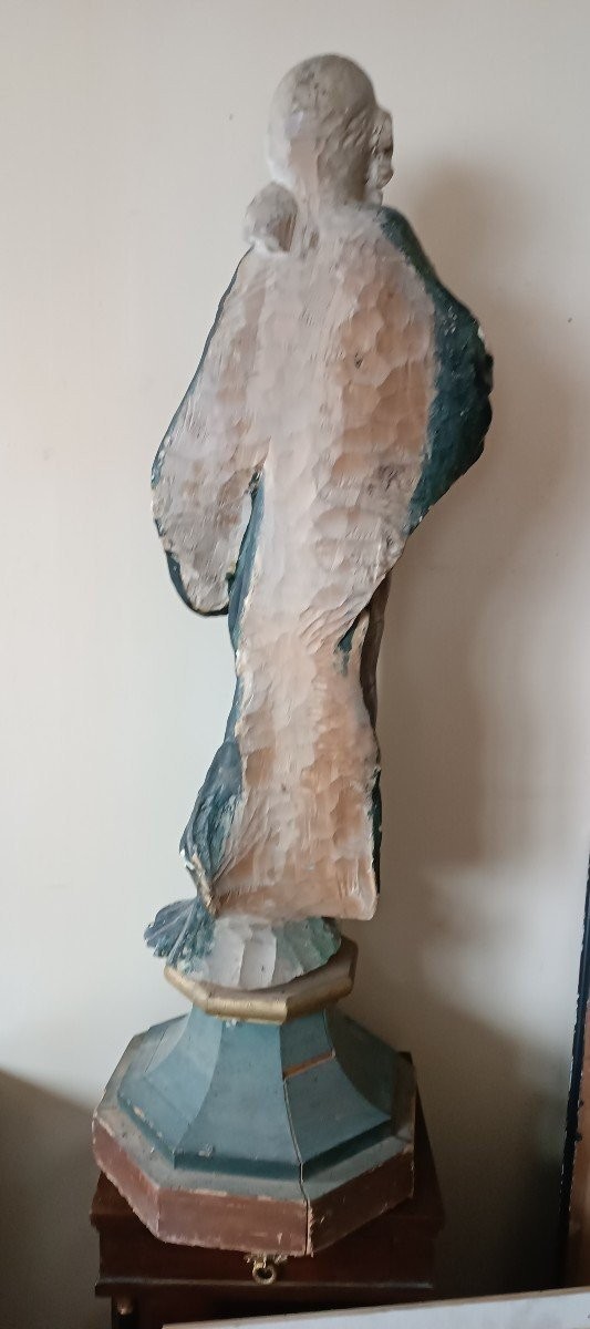 Large Ancient Polychrome Wooden Sculpture-photo-4