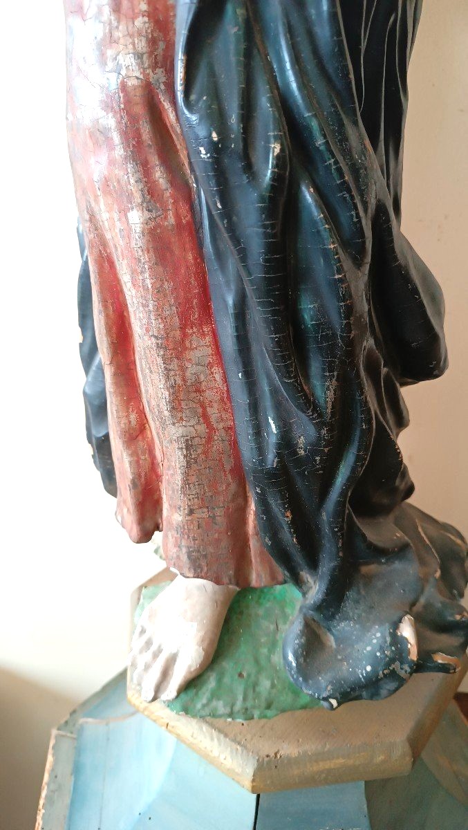 Large Ancient Polychrome Wooden Sculpture-photo-1